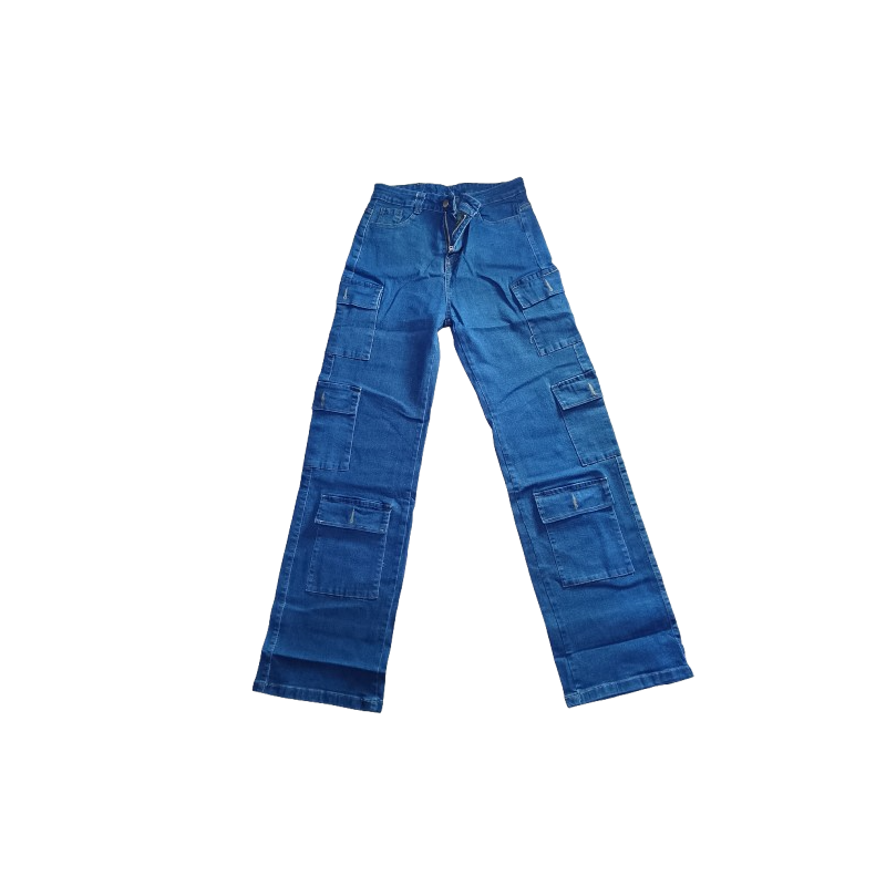 Pantalon Cargo Femme en Jean - Multipoches